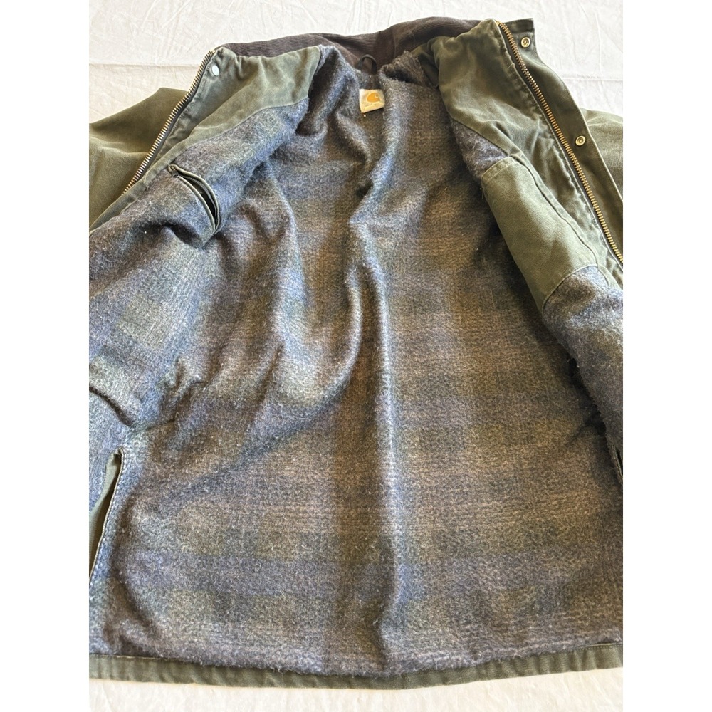 Vintage 90s Carhartt PB1366 Trail Parka Dark Olive Blanket Lined Jacket USA - Picture 12 of 16